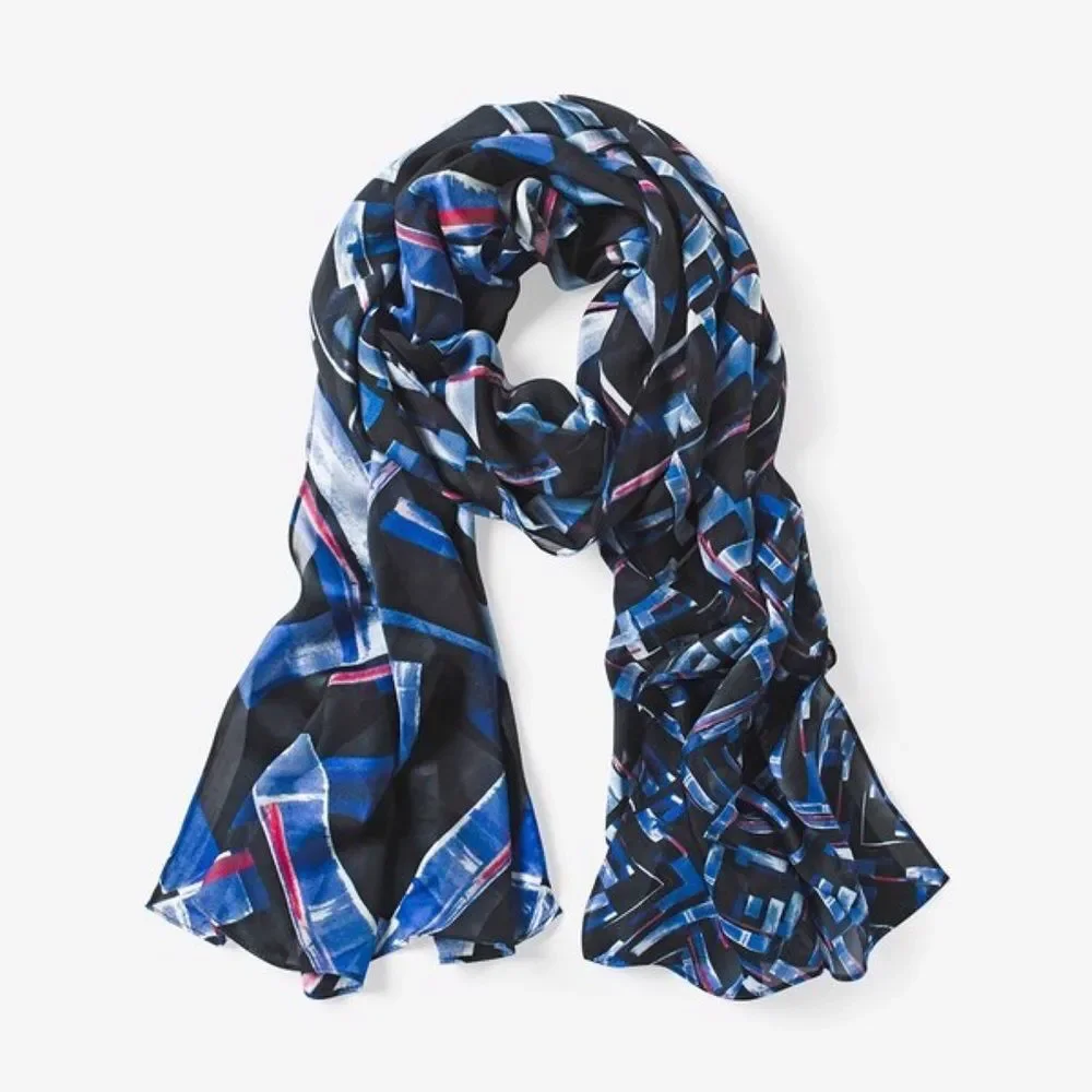 White House Black Market Geo-Printed Silk Scarf